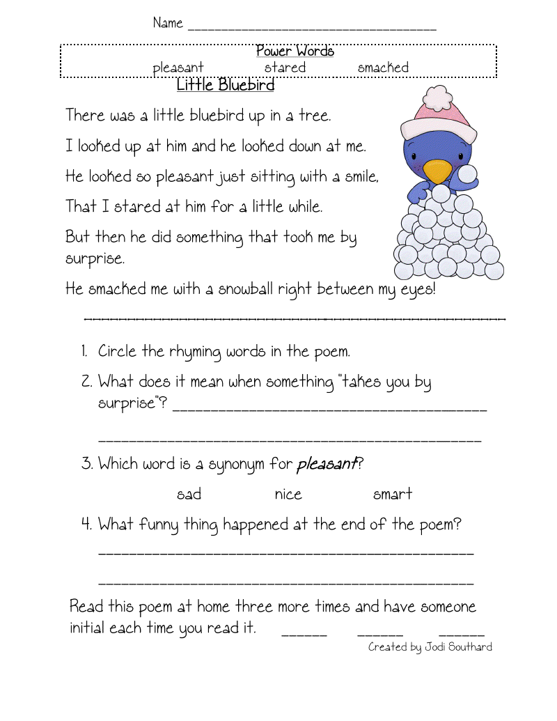 Free online 3rd grade reading comprehension worksheets